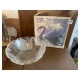 SMITH 'SWAN SERENADE' FROSTED GLASS BOWL, CLEAR