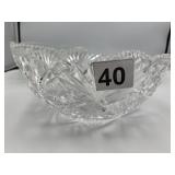 CUT GLASS BOWL, INTRICATE STARBURST PATTERN.