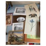 ASSORTED ART PRINTS & PAINTINGS, INCL. T.