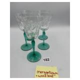 MORGANTOWN 'WOODLAND' ETCHED GLASS STEMWARE,