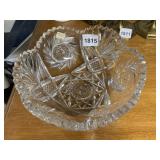 CUT CRYSTAL BOWL, STARBURST AND GEOMETRIC