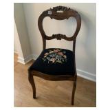 WOODEN BALLOON-BACK CHAIR W/ CARVED DETAILS,