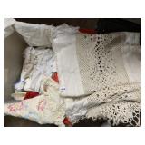 ASSORTED HOUSEHOLD LINENS, CROCHETED LACE,
