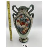 NIPPON HAND PAINTED VASE W/ APPLIED DECORATION,