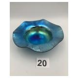 STRUMSA DEREK IRIDESCENT ART GLASS BOWL, RUFFLED