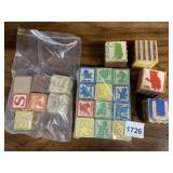 ASSORTED WOODEN ALPHABET AND PICTURE BLOCKS, SOME