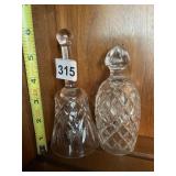 WATERFORD CRYSTAL BELL & BOTTLE W/ STOPPER, CUT