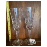 WATERFORD CRYSTAL CHAMPAGNE FLUTES, CUT CRYSTAL,