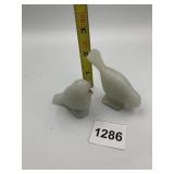 OPAQUE WHITE GLASS BIRD FIGURINES (2).