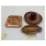 COPPER-TONE METAL ASHTRAYS (2), HAMMERED OVAL