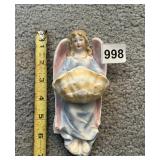 HAND-PAINTED CERAMIC ANGEL HOLY WATER FONT,