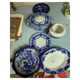 GRUMLEY BLUE & WHITE TRANSFERWARE POTTERY, INCL.