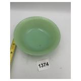 FIRE-KING JADEITE GLASS RIBBED BOWL.