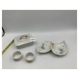 ASSORTED PORCELAIN DECORATIVE ITEMS W/ FLORAL