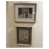 FRAMED ART PRINTS (2), ONE SOUTHWESTERN POTTERY &