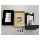 ZIPPO LIGHTERS (2), PLAID PATTERN, UNIVERSITY OF