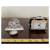 WATERFORD CRYSTAL CLOCK W/ BULOVA TRAVEL ALARM