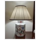 CERAMIC HEXAGONAL TABLE LAMP W/ FLORAL PATTERN,