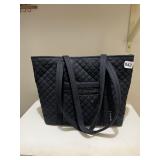VERA BRADLEY QUILTED TOTE BAG, BLACK, FLORAL