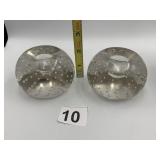 CLEAR GLASS CANDLE HOLDERS, CONTROLLED BUBBLE