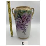 NIPPON HAND PAINTED PORCELAIN VASE, WISTERIA