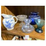 RIDGWAYS CHESTER CERAMIC PITCHER, BLUE FLORAL,
