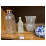 HALLCREST MILK BOTTLE, SMALL GLASS BOTTLE,