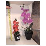 ARTIFICIAL ORCHID PLANTS IN BLACK POTS, PINK &