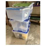 STERILITE PLASTIC STORAGE TOTES, BLUE AND GREEN