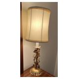 GILT METAL TABLE LAMP, LEAF MOTIF, SCALLOPED