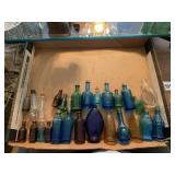 ASSORTED VTG MINIATURE GLASS BOTTLES, BLUE,