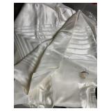 ART DECO WHITE SATIN TABLECLOTH W/ NAPKINS,