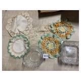 ASSORTED CLEAR GLASS DISHES, PRESSED GLASS BOWLS,