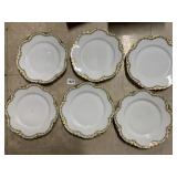 HAVILAND FRANCE PORCELAIN PLATES, GILT SCALLOPED