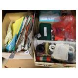 ASSORTED GIFT WRAPPING SUPPLIES, RIBBONS, GIFT