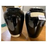AMETHYST GLASS VASES (2), BLACK HIGH-GLOSS
