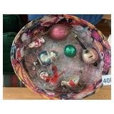 VTG GLASS CHRISTMAS ORNAMENTS, SANTA LIGHT BULB,