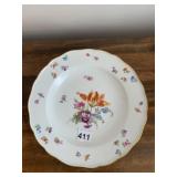 MEISSEN PORCELAIN PLATE, HAND-PAINTED FLORAL