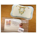 HAND-PAINTED CERAMIC TRAY W/ FLORAL DESIGN,