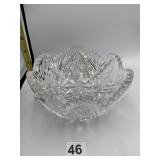HEAVILY CUT GLASS BOWL, STARBURST PATTERN,