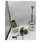 VINTAGE KITCHEN TOOLS, CRANK GRATER, MEZZALUNA