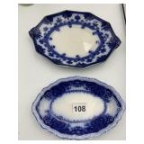 JOHNSON BROS BLUE & WHITE TRANSFERWARE OVAL