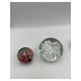 GLASS PAPERWEIGHTS, CLEAR W/ WHITE INTERNAL