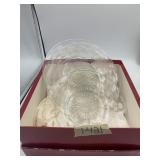 ETCHED GLASS PLATES, FLORAL PATTERN, CLEAR GLASS.