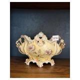 HAND-PAINTED PORCELAIN ORNATE BOWL, FLORAL