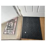 DARK GREY RUBBER DOORMAT, GEOMETRIC PATTERN.