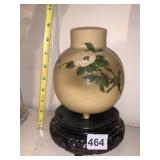 CERAMIC VASE, CRACKLE GLAZE, HAND-PAINTED FLORAL