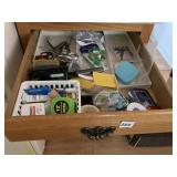 ASSORTED HOUSEHOLD ITEMS, SCISSORS, TAPE,