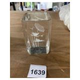 CRYSTAL LASER-ETCHED PAPERWEIGHT, FROG, LILY PAD,