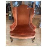 WOODMARK OF WINGBACK CHAIR, ORANGE VELVET